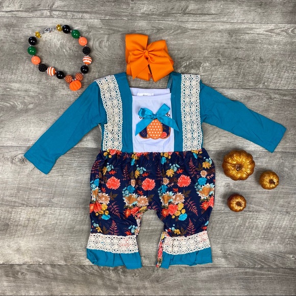 Other - Baby girls pumpkin appliqué floral romper